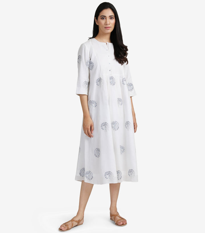 White embroidered cotton dress