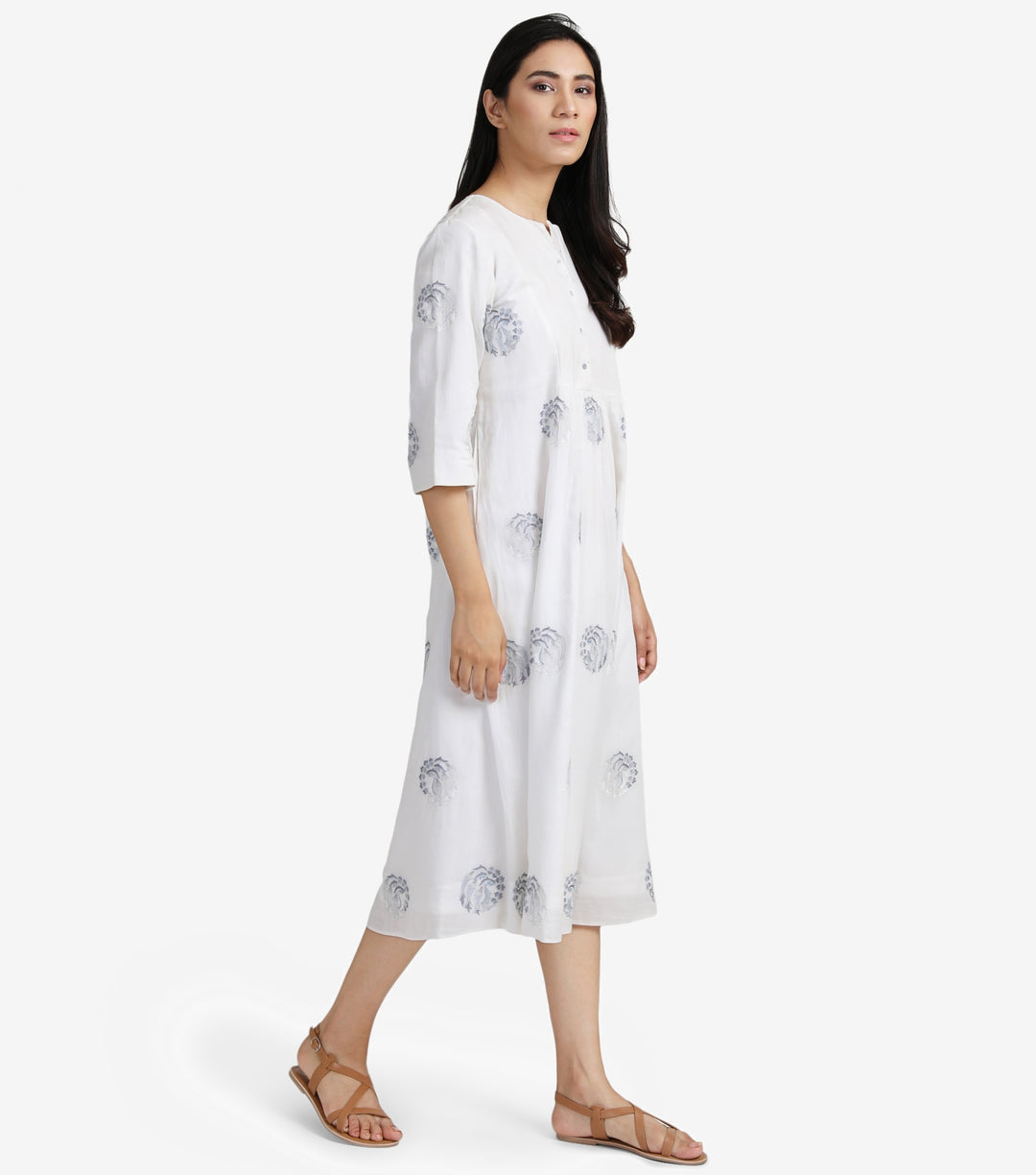 White embroidered cotton dress