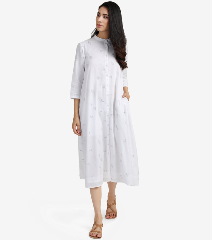 White cotton shirt dress