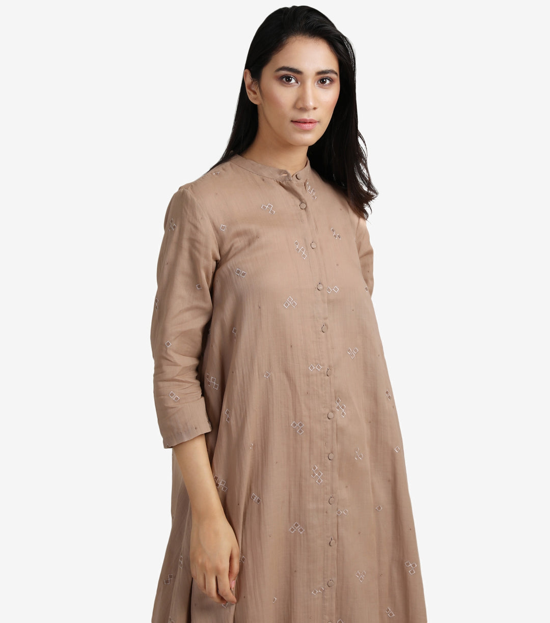 Beige cotton shirt dress