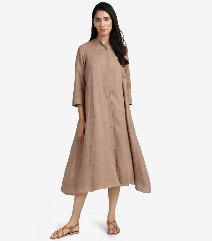 Beige cotton shirt dress