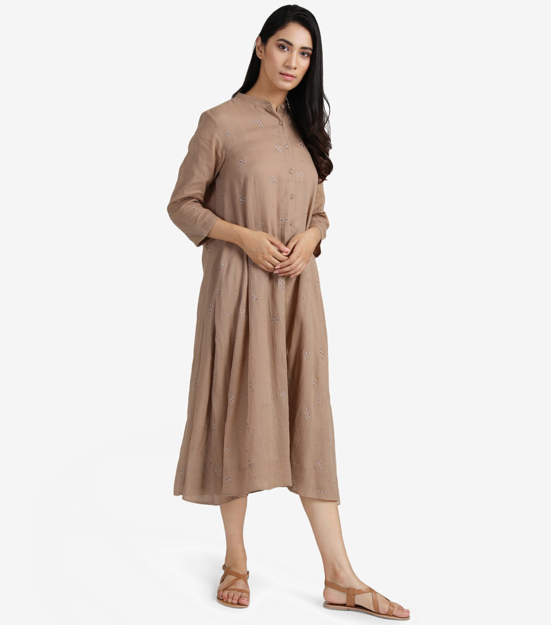 Beige cotton shirt dress