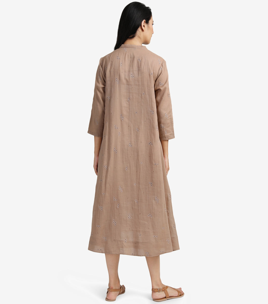 Beige cotton shirt dress