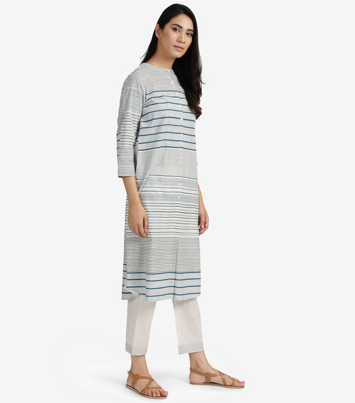 Natural Striped Cotton kurta