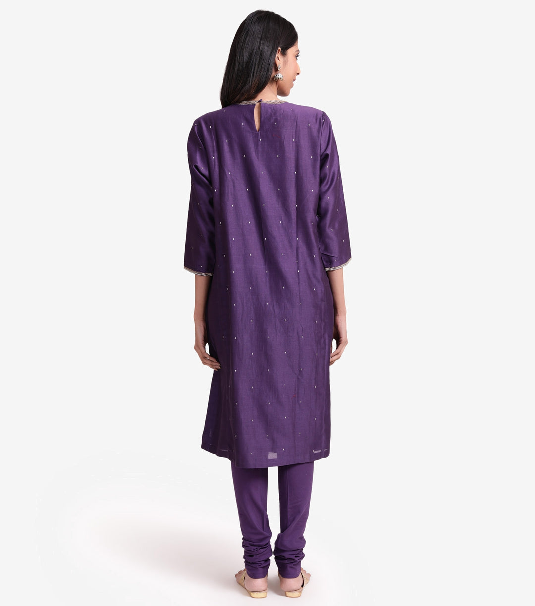 Purple Chanderi kurta & cotton churidaar set