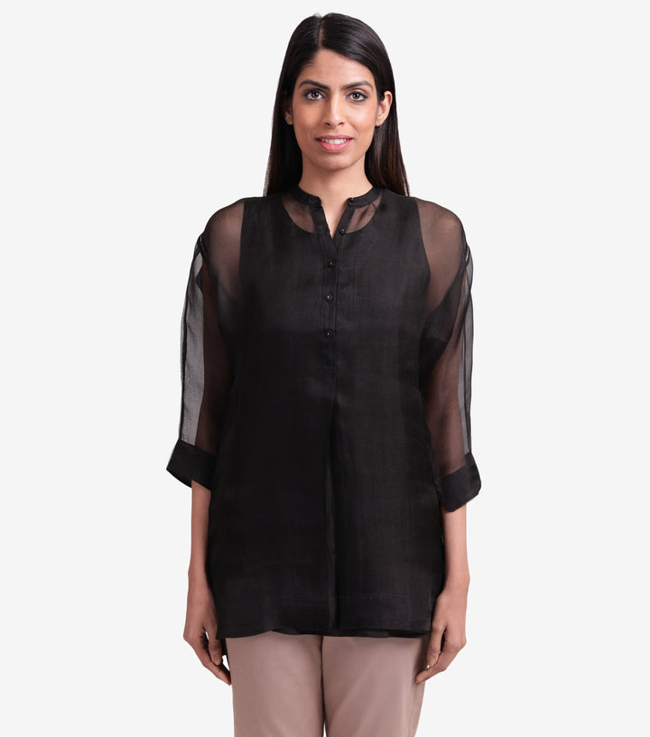 Black sheer organza shirt