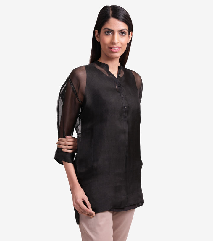 Black sheer organza shirt