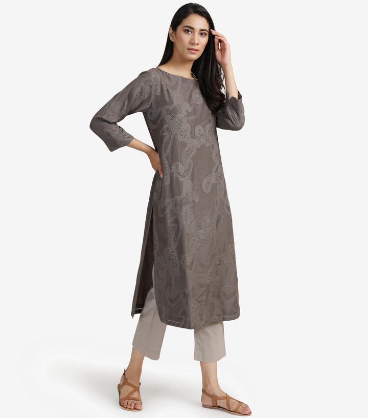 Veg embroidered silk cotton kurta