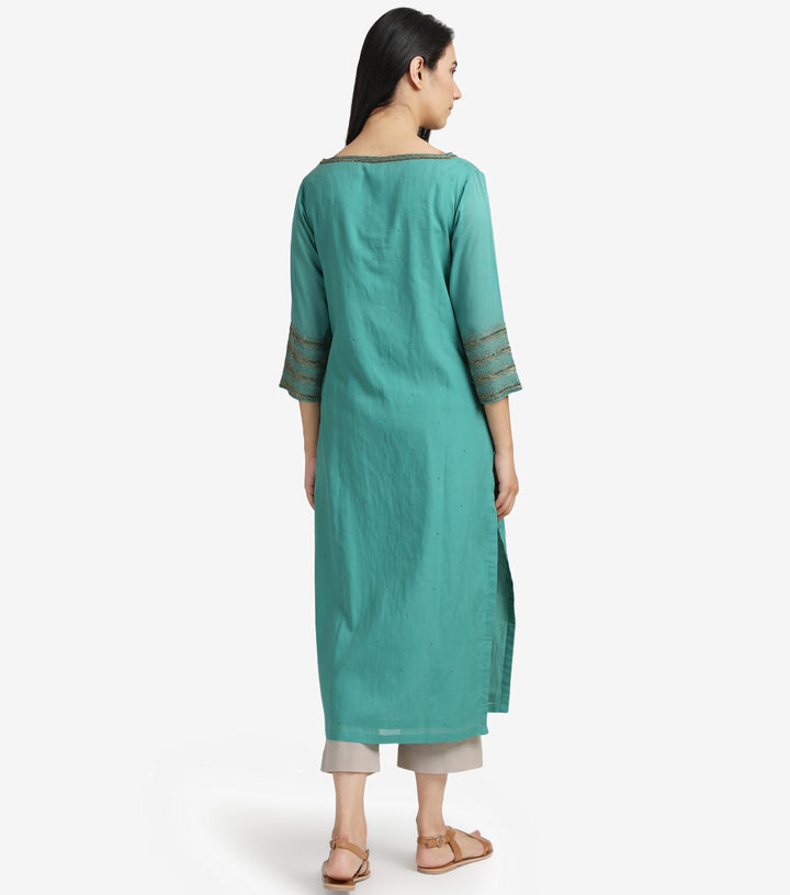 Green Cotton sequin kurta