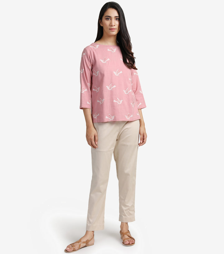 Pastel pink cotton linen top