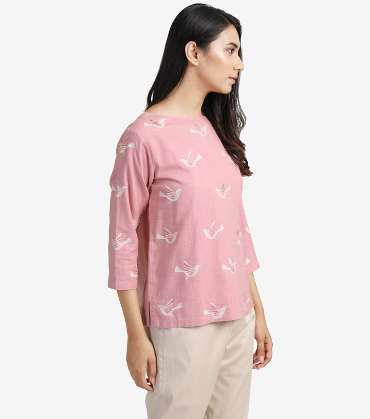 Pastel pink cotton linen top