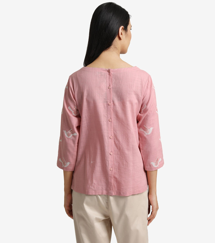 Pastel pink cotton linen top