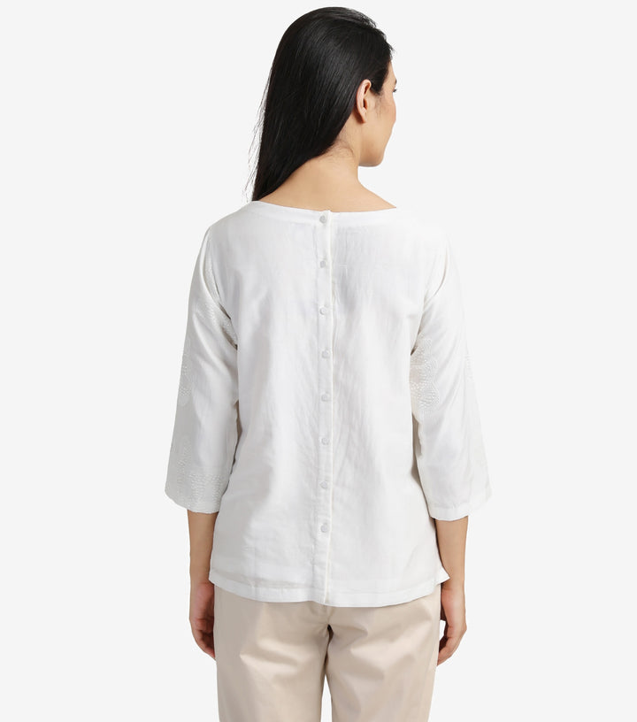 White silk cotton top