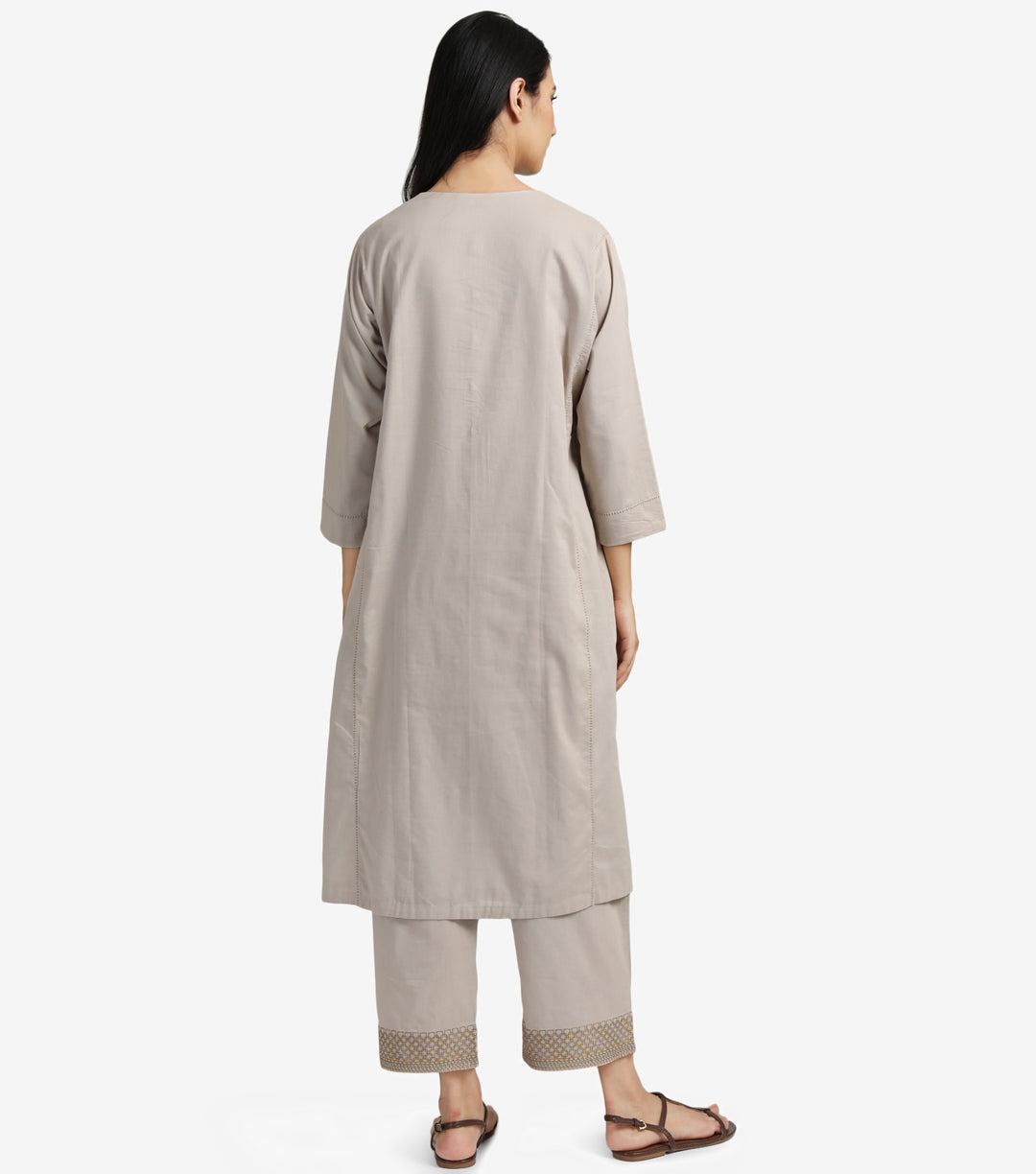 Beige Cotton Kurta & Pants Set