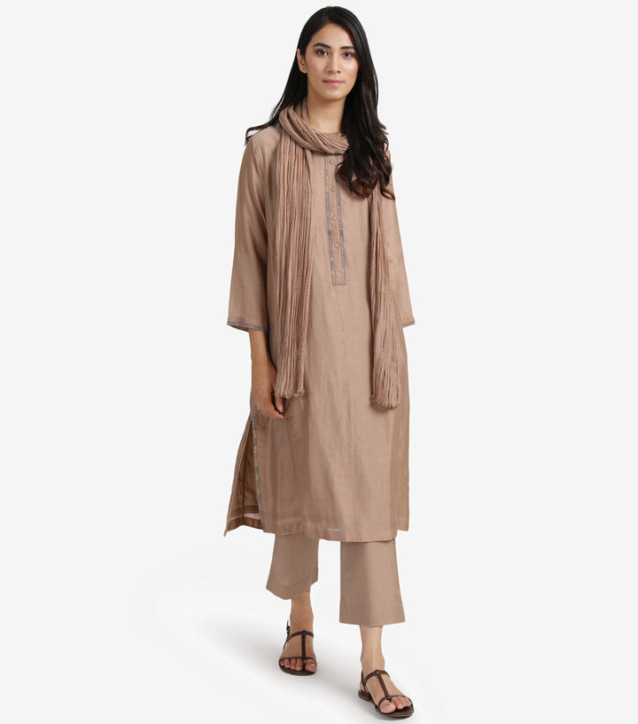 Bronze Cotton Silk Suit Set