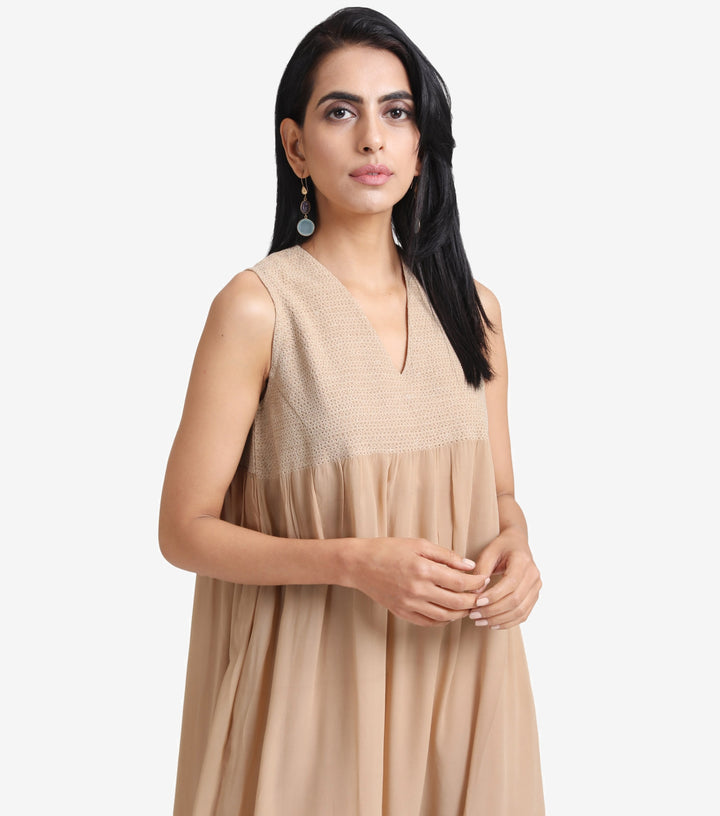 Beige georgette summer dress