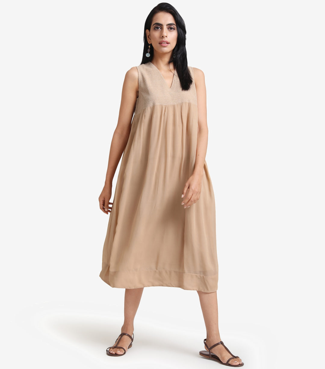 Beige georgette summer dress