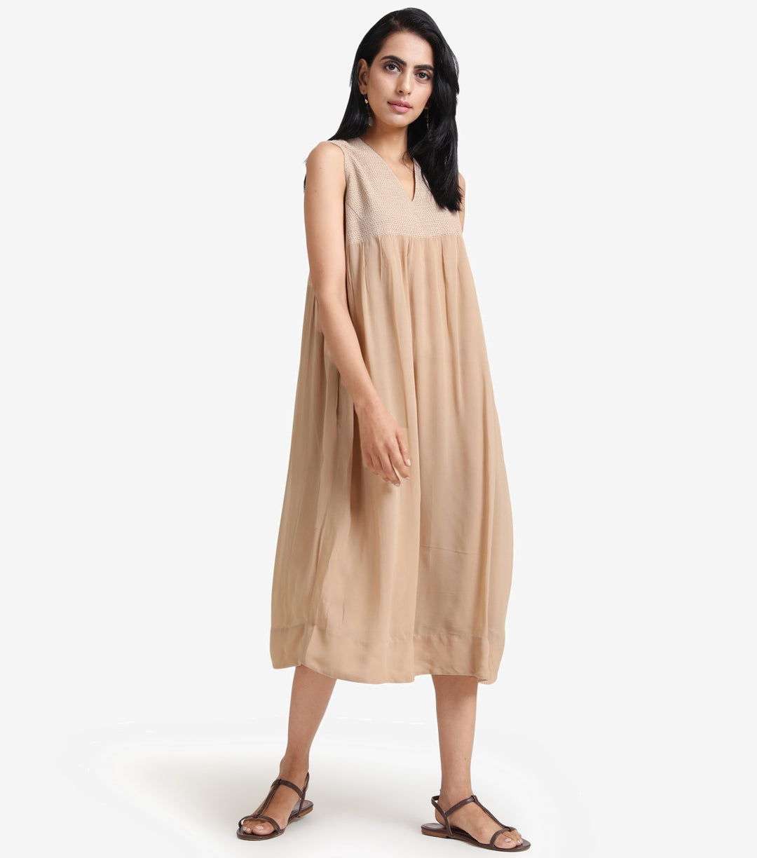 Beige georgette summer dress