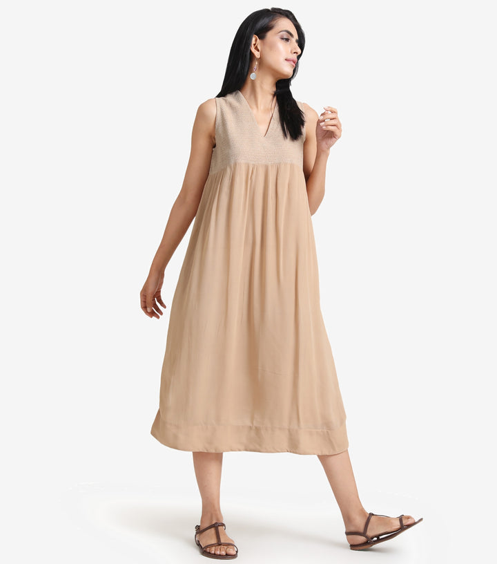 Beige georgette summer dress