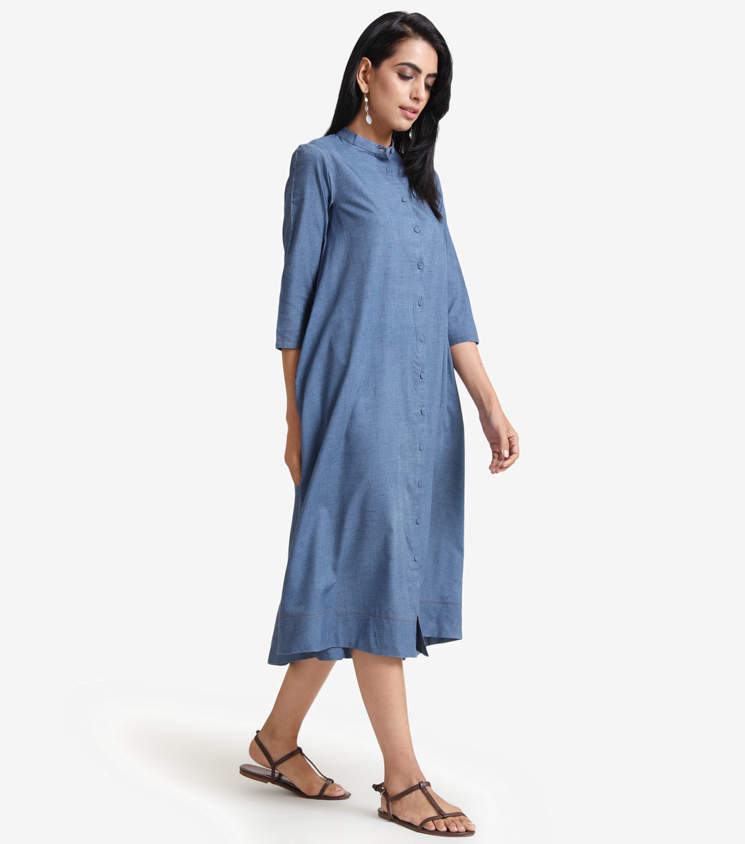 Blue cotton shirt dress