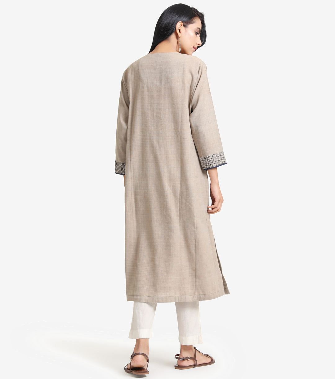 Beige khadi kurta