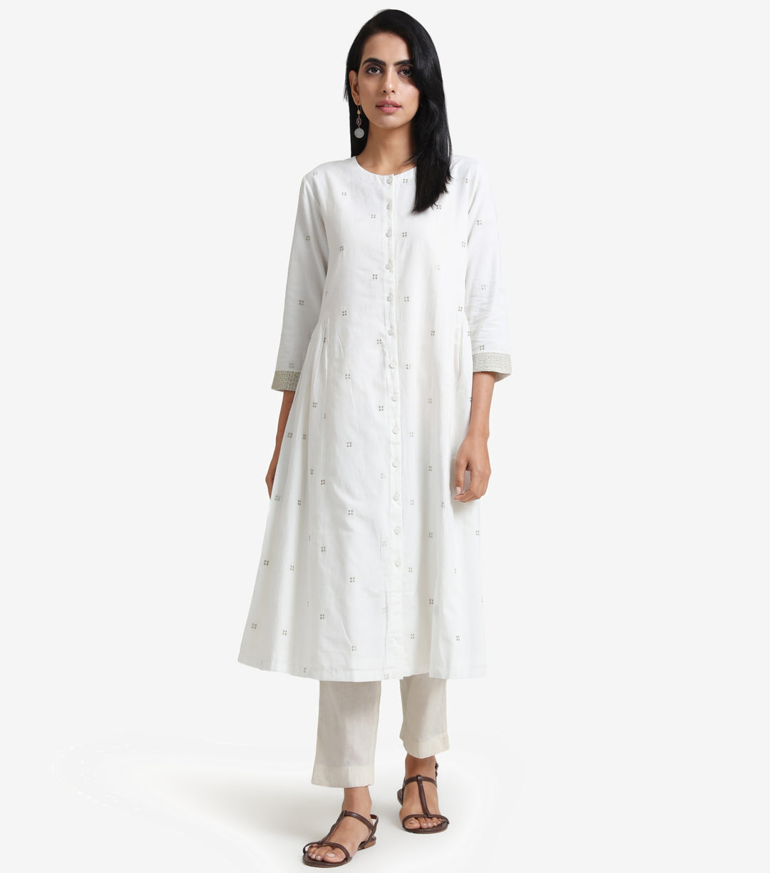 Natural cotton embroidered kurta