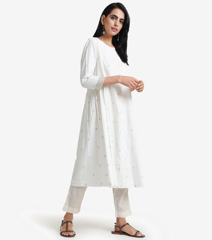 Natural cotton embroidered kurta