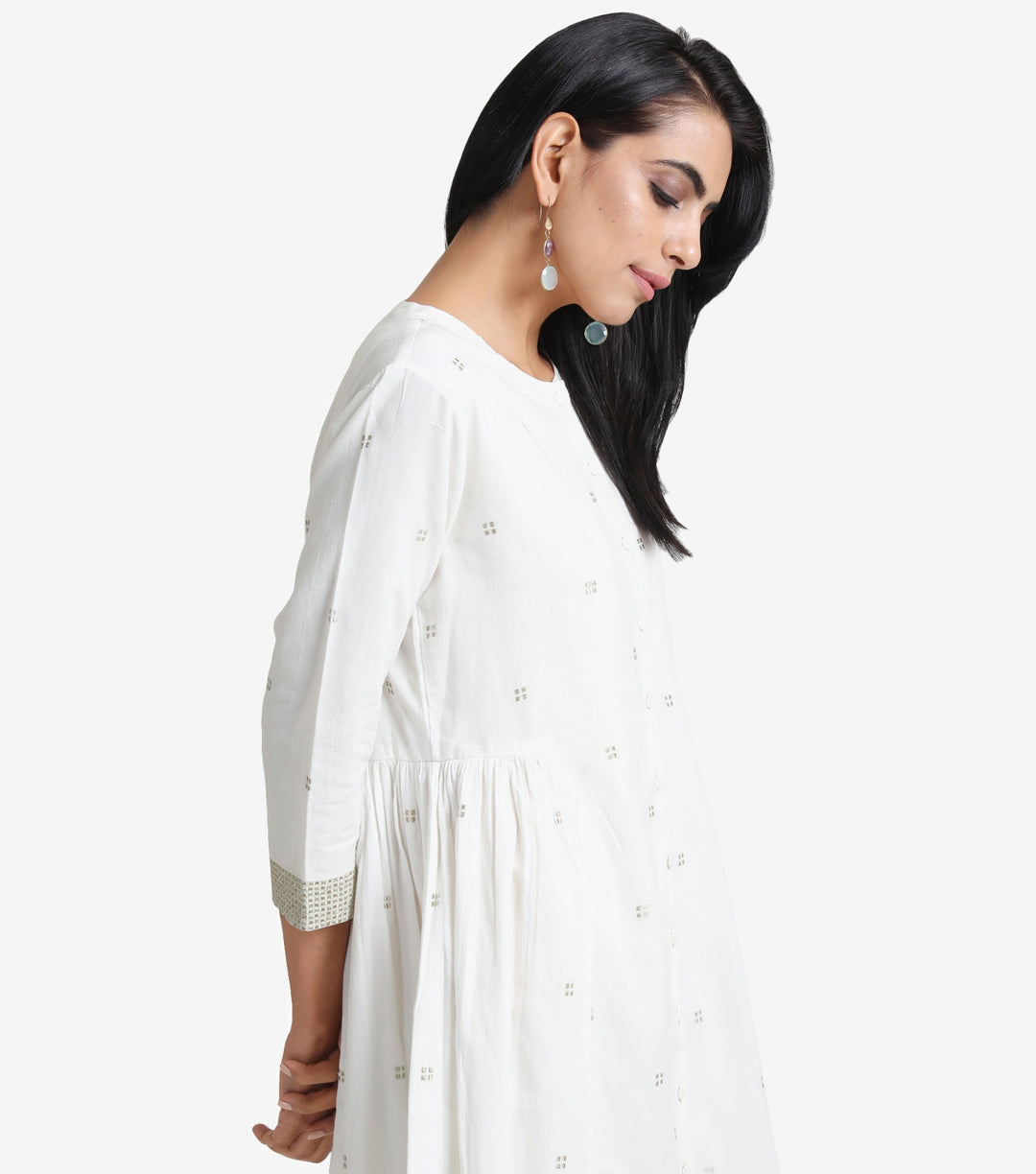 Natural cotton embroidered kurta