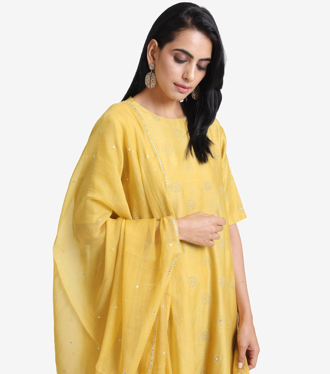 Mustard chanderi dupatta