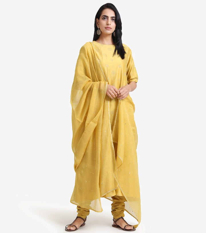 Mustard chanderi dupatta