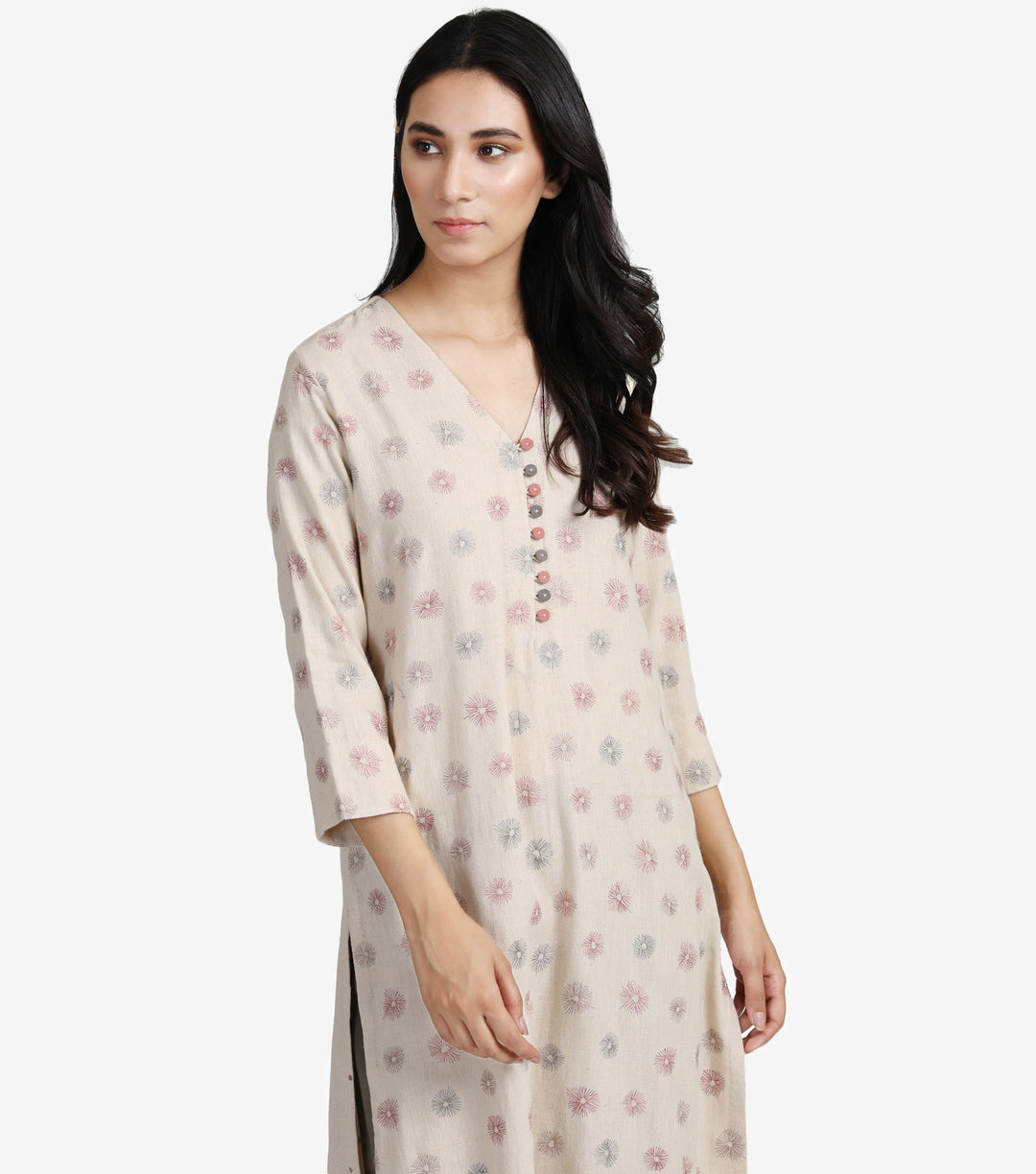 Offwhite embroidered kurta