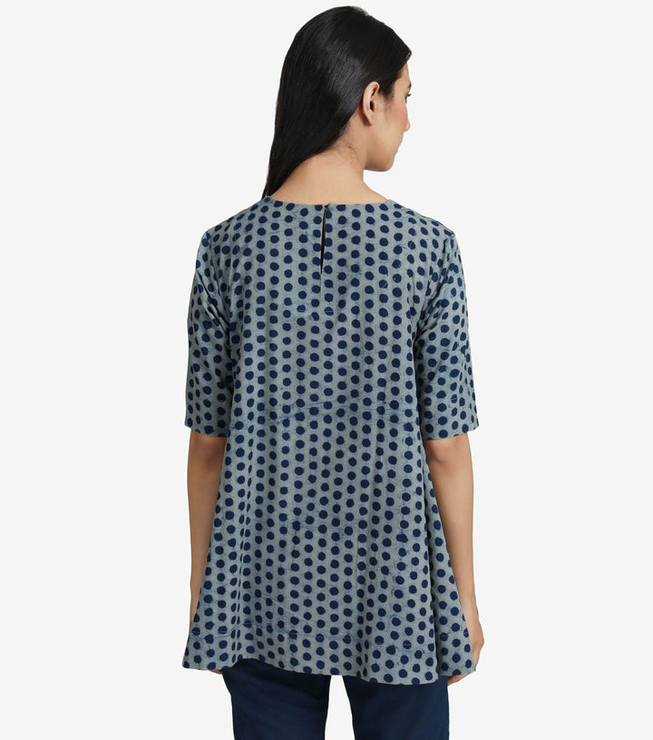 Blue printed cotton top