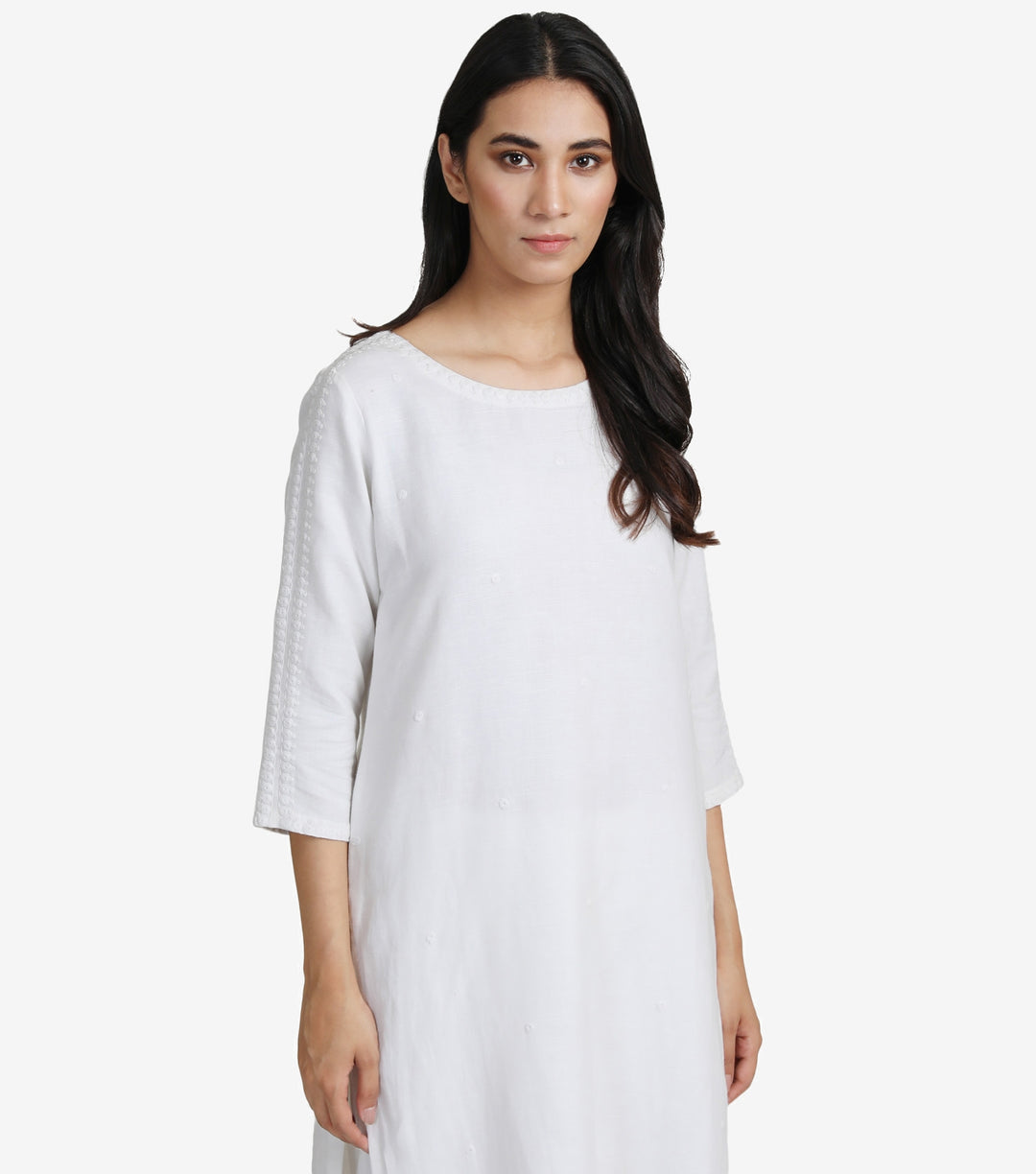 White Cotton Linen Kurta