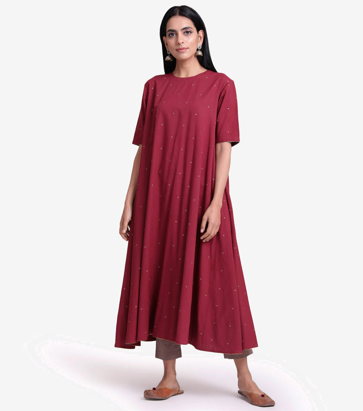 Raspberry Cotton Embroidered Kurta