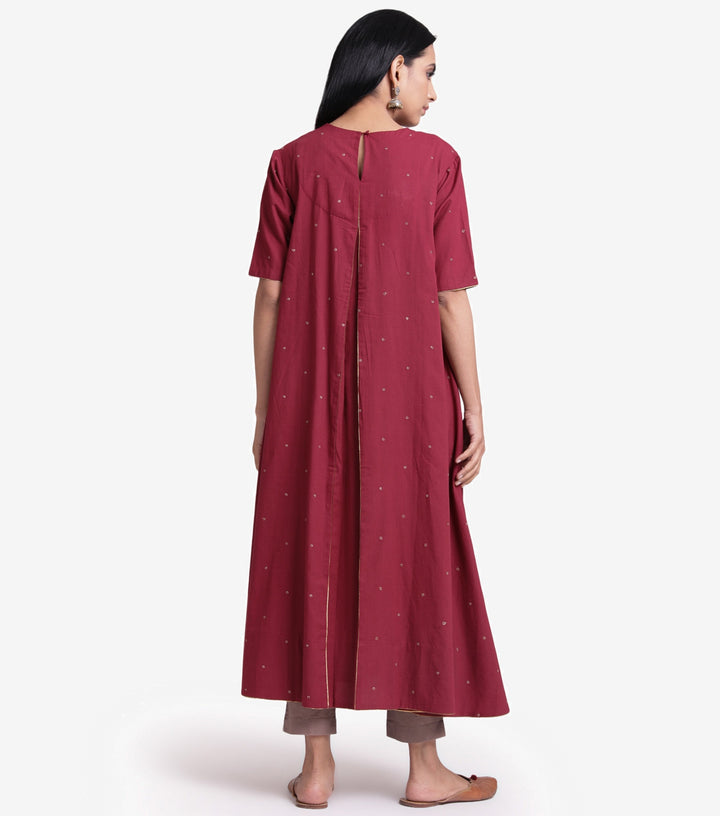 Raspberry Cotton Embroidered Kurta