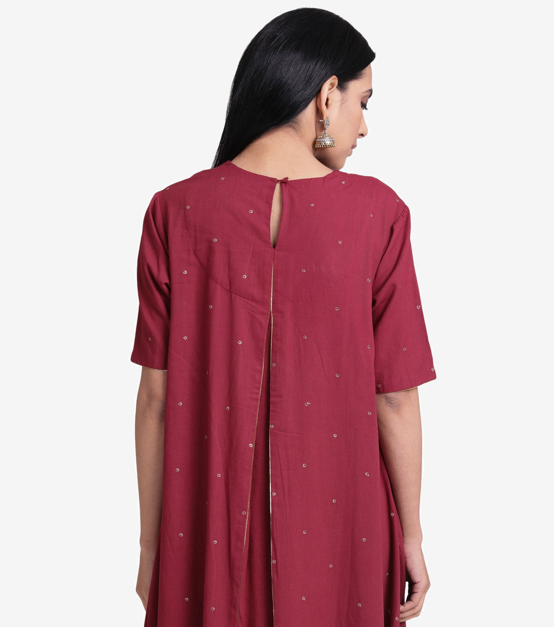 Raspberry Cotton Embroidered Kurta