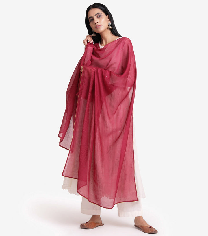 Maroon chanderi dupatta