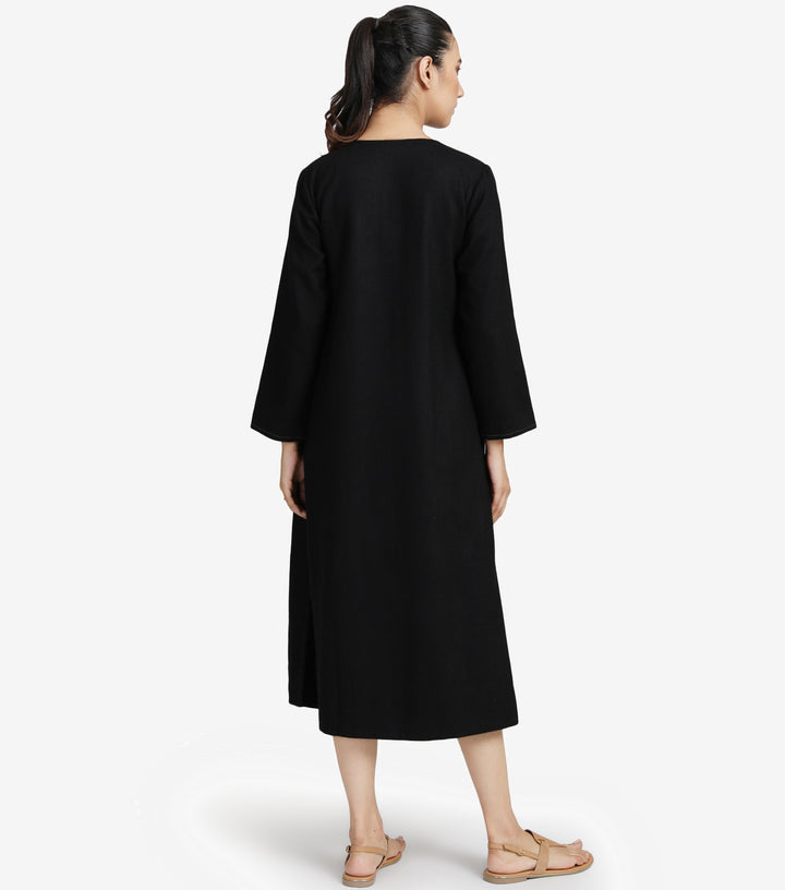 Black wool dress