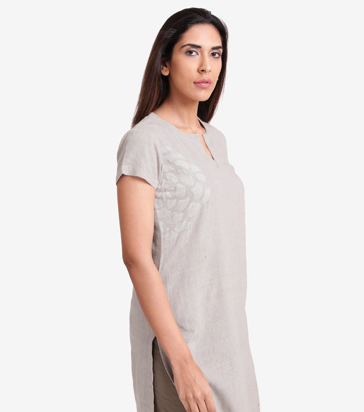 Beige khadi kurta