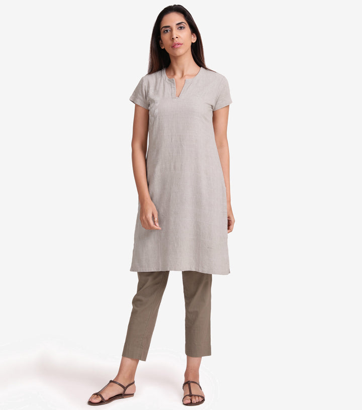 Beige khadi kurta