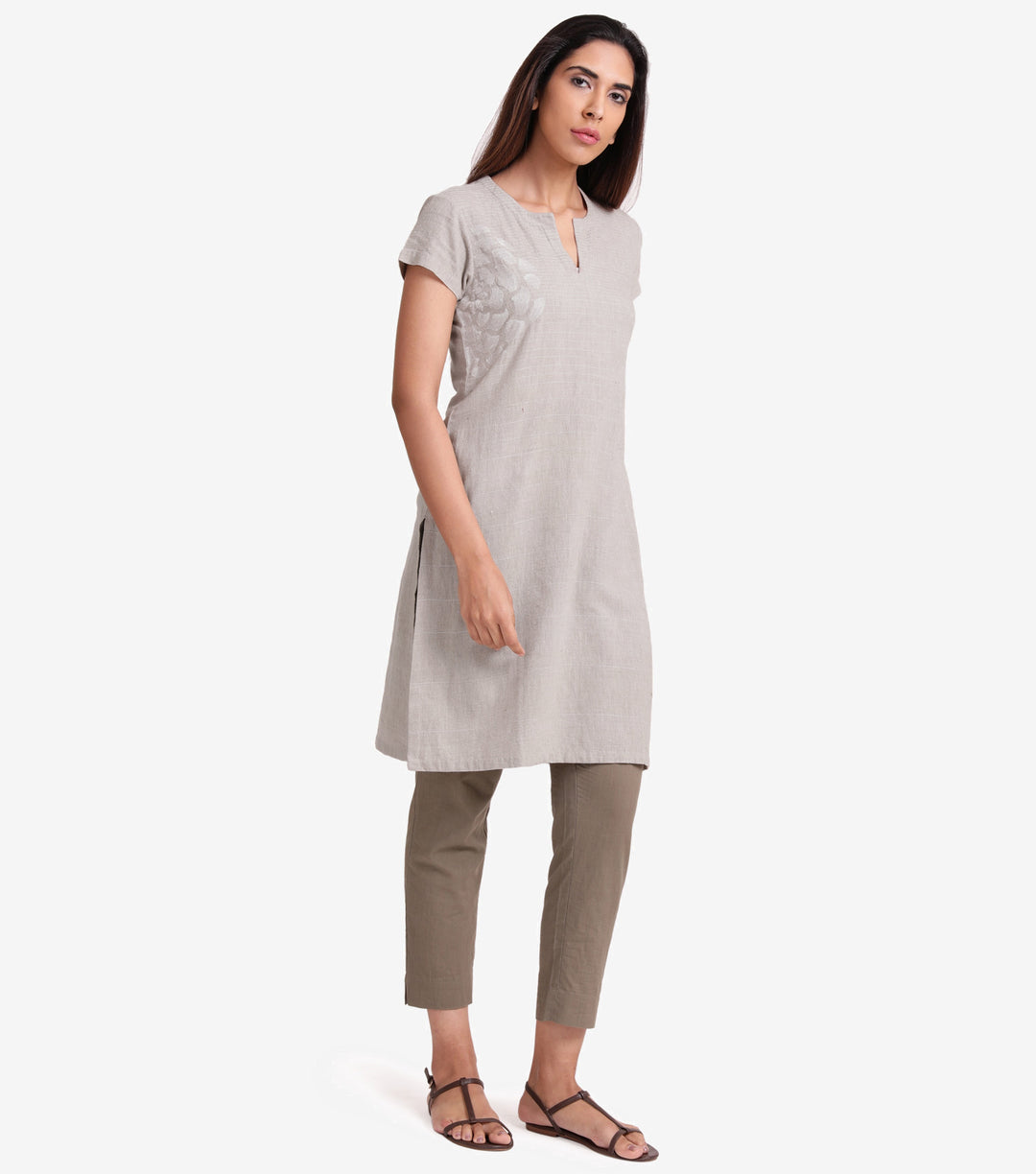 Beige khadi kurta