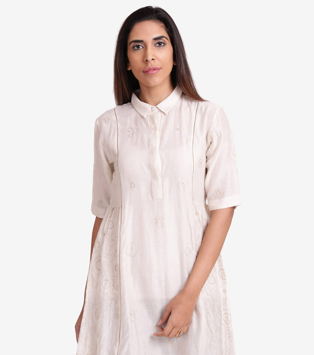 Natural chanderi flared kurta