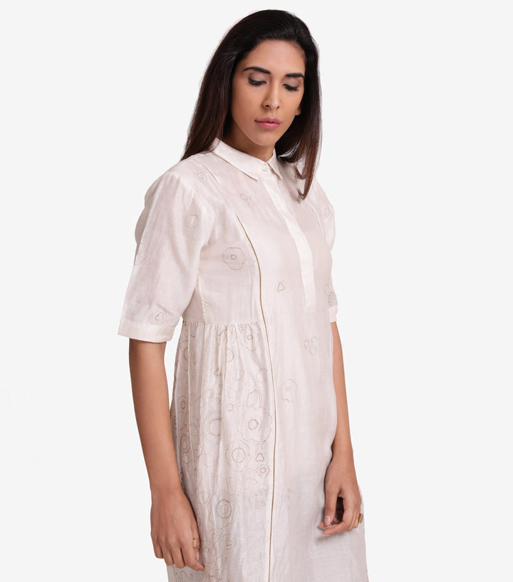 Natural chanderi flared kurta