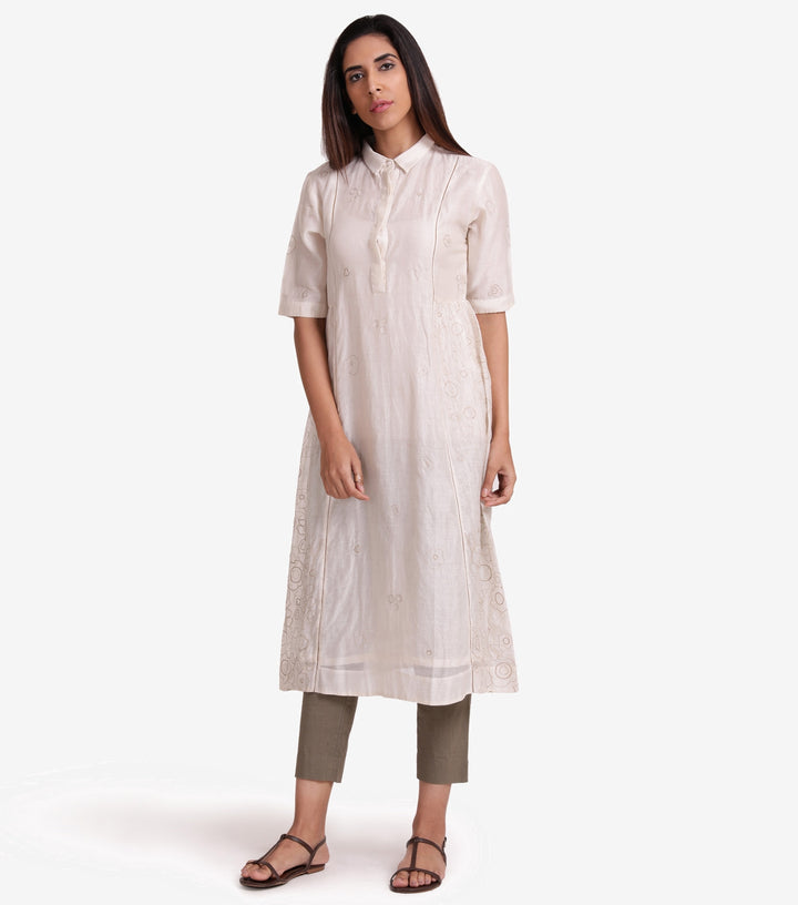 Natural chanderi flared kurta