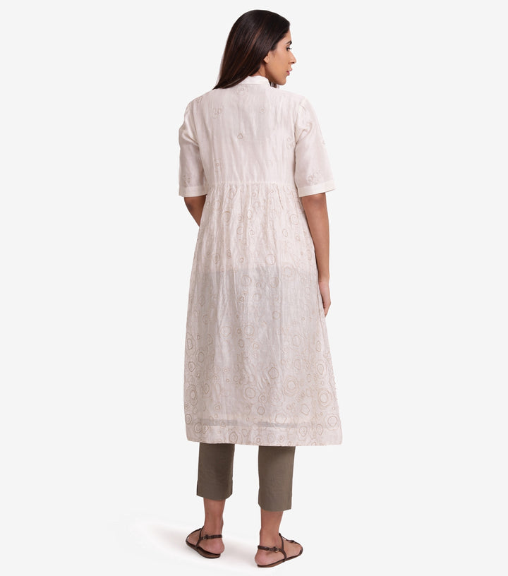 Natural chanderi flared kurta