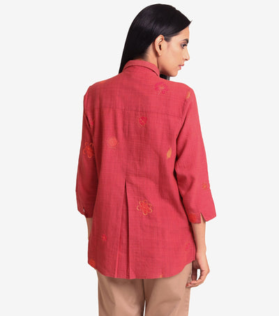 Pink patchwork khadi shirt