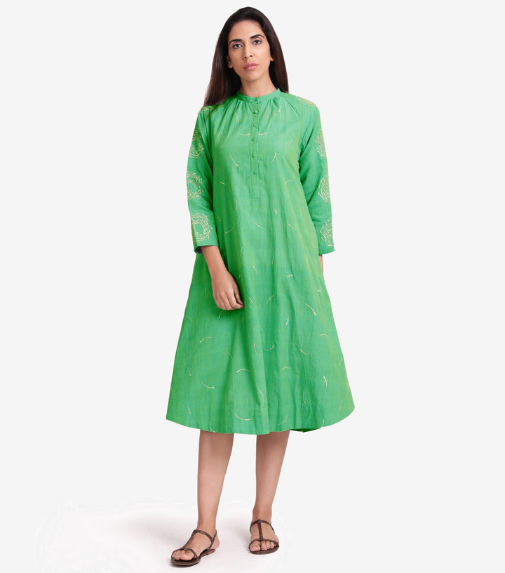 Green Embroidered Dress