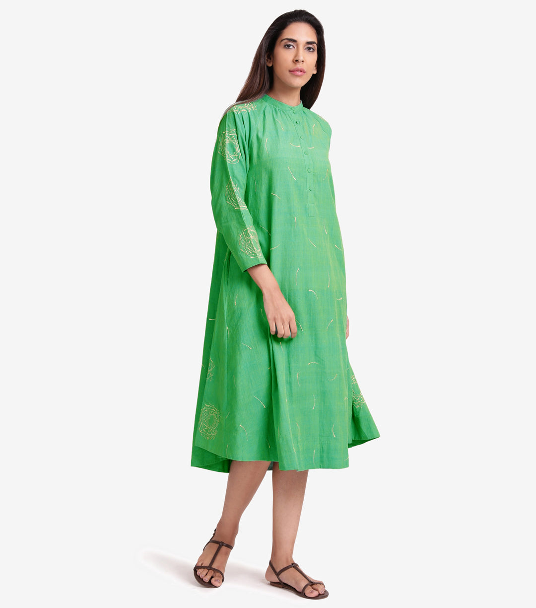 Green Embroidered Dress