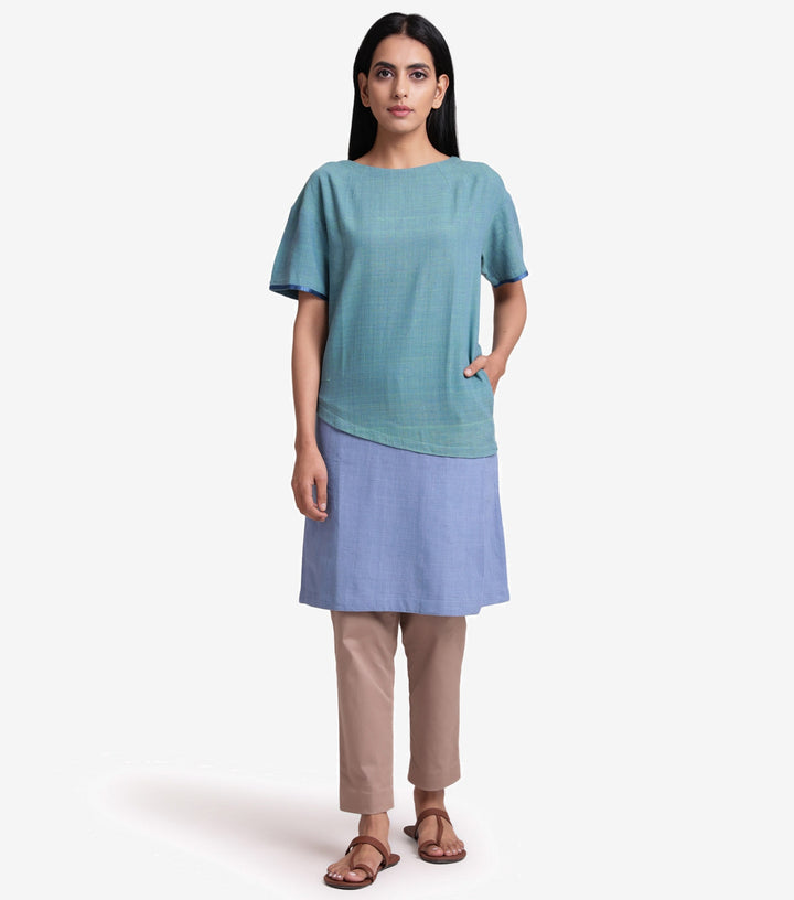 Blue khadi kurta