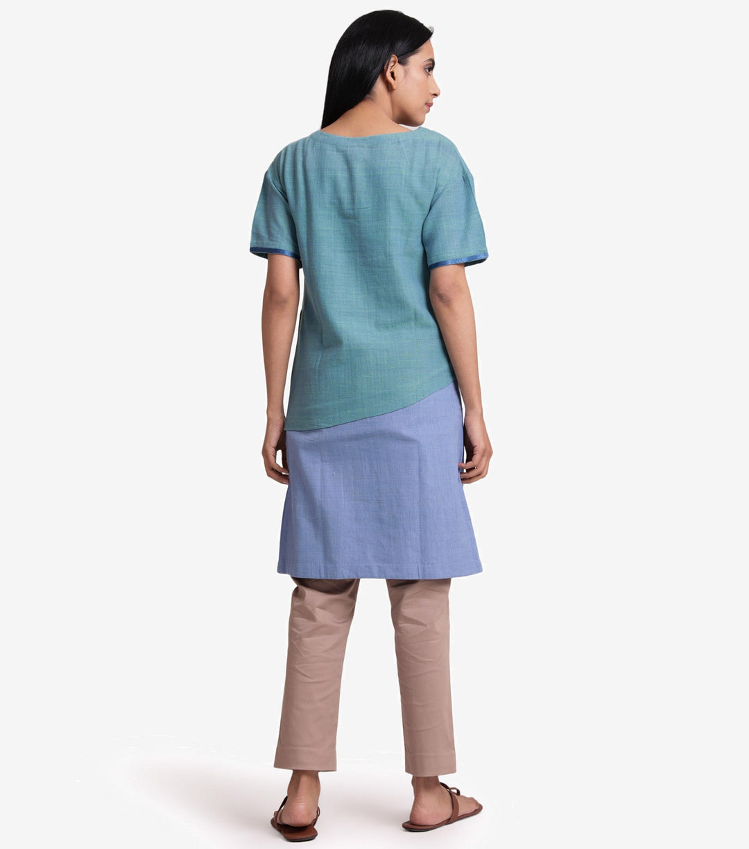 Blue khadi kurta